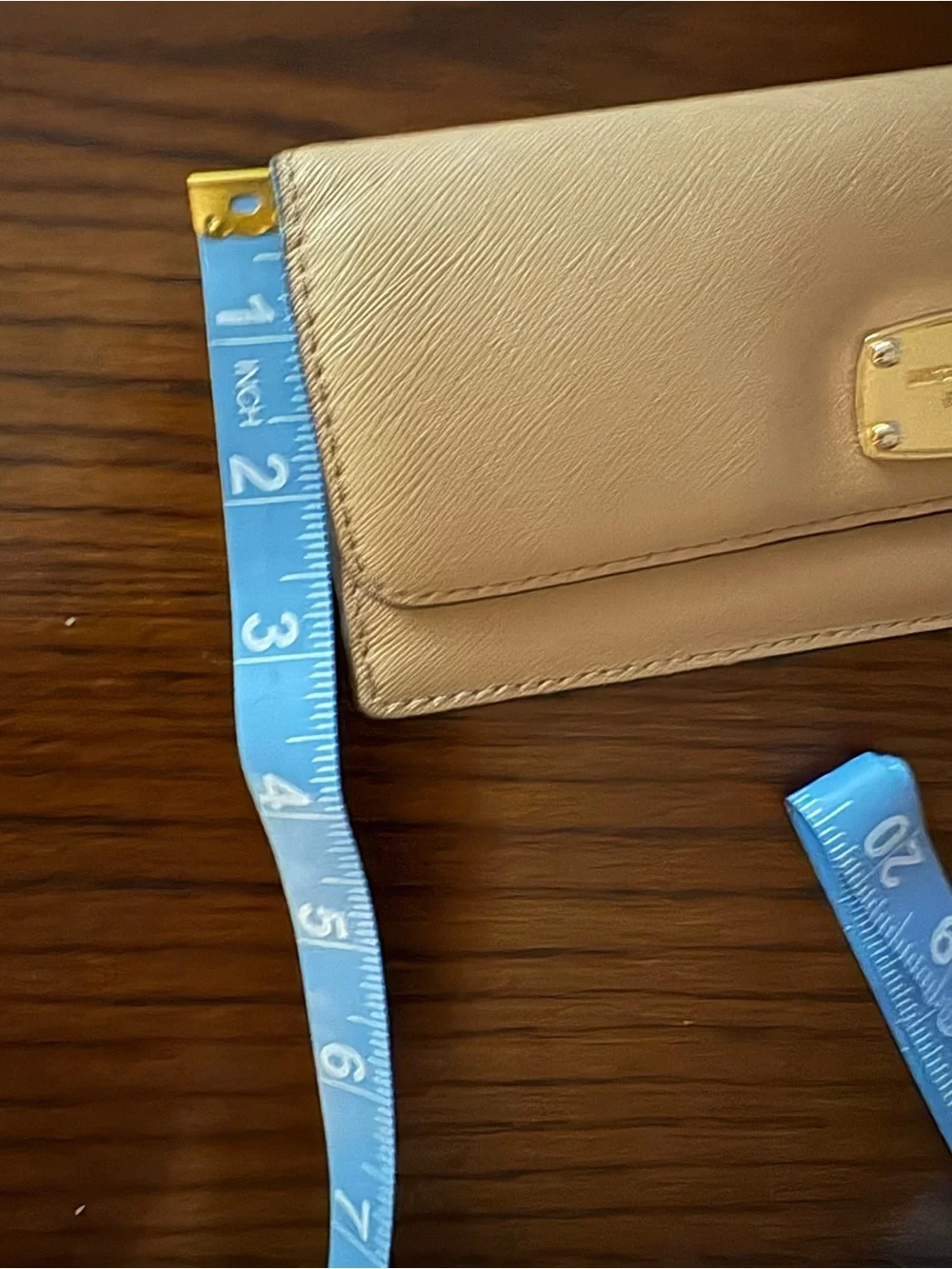 Michael Kors Taupe Saffiano Leather Continental Wallet with Gold Plaque